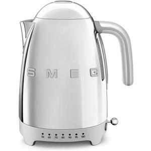 SMEG 7-Cup Variable Temperature Electric Kettle - Retro Style Aesthetic with Advanced Technology - Stainless Steel, 1400W, 120V, 360 Swivel Base, Keep Warm Function (Stainless Steel)