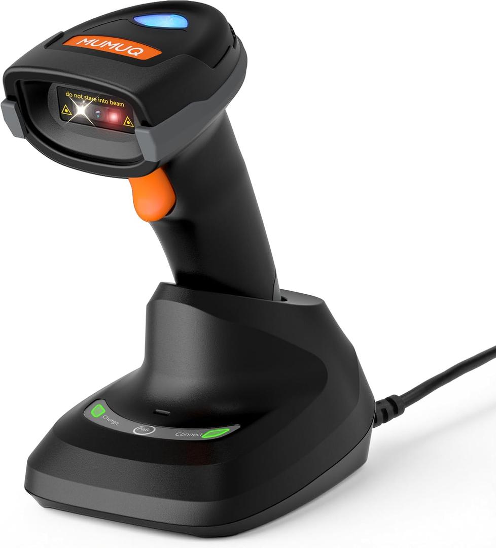 Barcode Scanner Wireless, 2D 1D Bluetooth Scanner Handheld Bar Code Reader for Tablet iPhone iPad Android iOS PC POS with Charging Dock