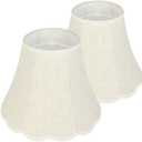 Beige Linen Bell Lamp Shades Set of 2, 6.6912.810.04 inch Medium Lampshade for Table Lamps, Scalloped Petal Braid Edge Lamp Shade for Farmhouse, Modern, Vintage Decor, Spider Fitter, Easy Assembly
