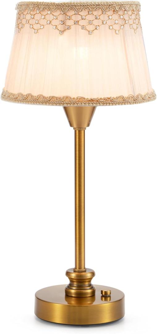 UMEXUS Rechargeable Cordless Table Lamp with Dimmer, Portable Small Battery Operated Lamp Outdoor, Touch Warm Light Ambient Lighting for Restaurant Patio Dining Side End Table Kitchen, Antique Brass