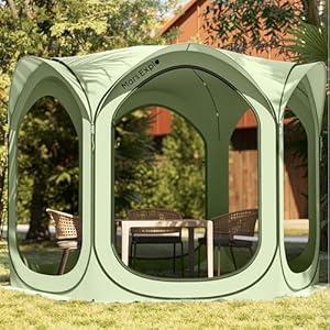 10x10 FT Pop-Up Screen Tent Canopy, Portable Mesh Screen House with Zipper Doors for Patio, Backyard, Deck, Camping, Parties, Outdoor Activities, Green