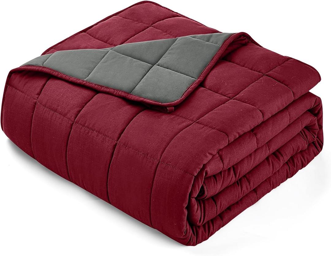 yescool Weighted Blanket for Adults (20 Lbs, 60X 80, Red Grey) Heavy Thick Bed Blanket Queen/Full Size for Sleeping Perfect for 190-210 Lbs, Cozy Gifts for Women, Machine Washable (Rose)