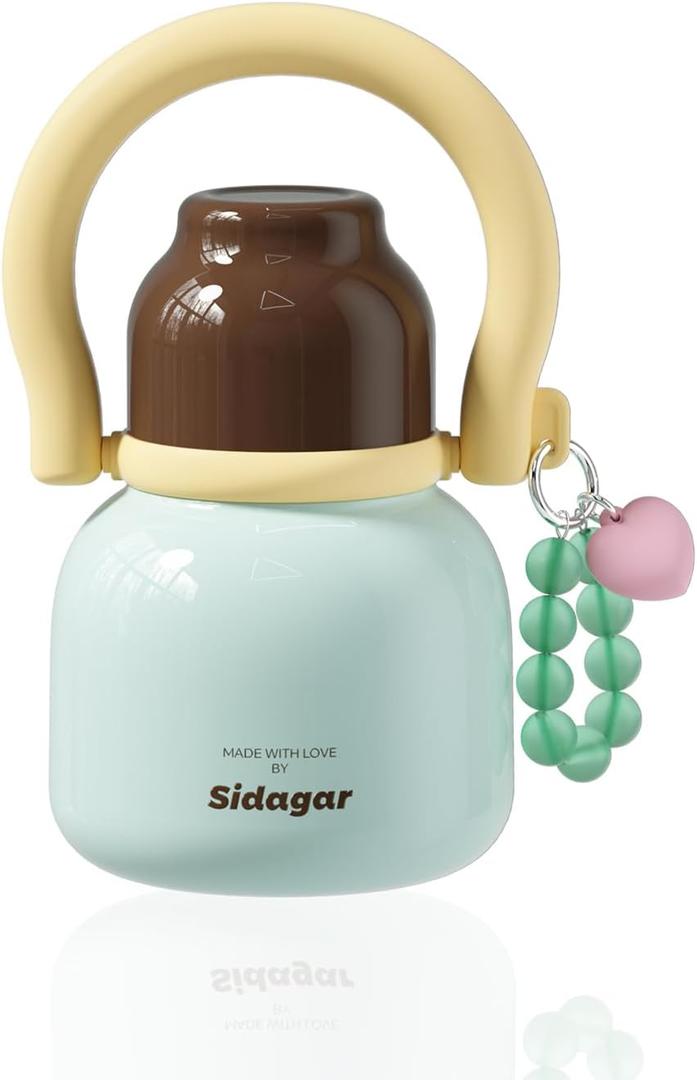22 oz Water Bottle with Straw and Bowl, Wide Mouth Insulated Stainless Steel Tumbler;24H Ice Cold Leak-Proof Cup for Women Picnic & Hiking; Heart Bracelet Charm, Ideal Gift Choice, Gem Blue