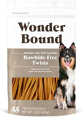Wonder Bound Peanut Butter Flavor Dog Twist Sticks - 55 Count - Rawhide-Free Dog Treats, Dental Health Chews for Plaque & Tartar Control, Easy to Digest, Long-Lasting, Best By: 23/04/2027