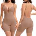 Slimers Backless Shapewear Tummy Control: Low Back Plunge Shapewear Bodysuit - Slimming Built-In Bra Full Body shaper Woman, Small