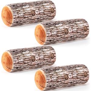 Huwena 4 Pcs Wood Pillows Tree Stump Decorative Round Throw Pillows 3D Digital Print Wood Trunk Stump Cylinder Cushion for Home Sofa Living Room Decor, 15.8 x 5.5 Inch