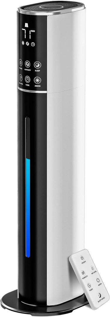 9L/2.4Gal Humidifiers For Bedroom Large Room, Cool Mist Top Fill With Essential Oil Diffuser, 3 Mist Speed, 360Nozzle, Timer, Remote Control, 35dB Quiet Humidifier For Nursery Baby Home