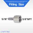 LTWFITTING Bar Production Stainless Steel 316 Barb Fitting Coupler 5/16" Hose ID x 3/8" Female NPT Air Fuel Water (Pack of 5)