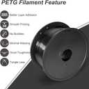Petg Filament 1.75,Toughness Enhanced Black Petg Vacuum Sealed,3kg Spool Adhere Well Tangle-Free 3D Printing Filament,Dimensional Accuracy 1.75mm 0.02mm Fit Most FDM Printer