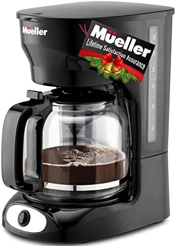 Mueller 12-Cup Drip Coffee Maker Machine with Anti-Drip System, Permanent Filter, Glass Carafe, and Auto Keep Warm Function