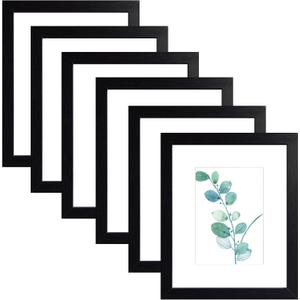 SESEAT Black 8x10 Picture Frames Wood 6 Pack Wall Mounting or Tabletop Display