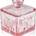WHJY Cute Glass Vintage Candy Jar with Lid, Iridescent Colored Glass Candy Jar for Office Desk, Pink Candy Dishes for Candy Buffet, Cookie Jar 4.5” Tall