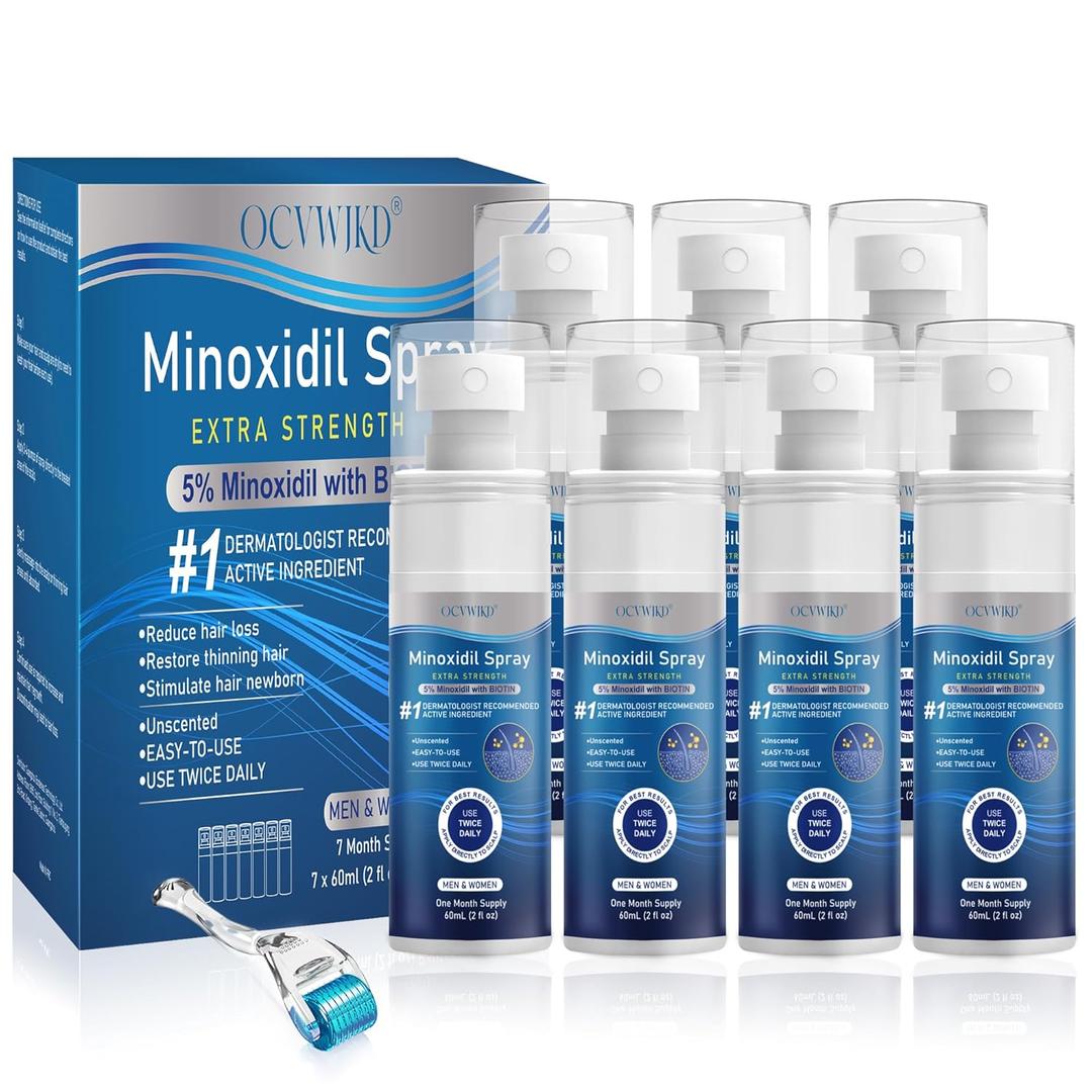 Minoxidil Spray Extra Strength 5% Minoxidil With Biotin 7 x 100ml (3.35 oz) Bottles