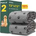 JERIA 2 Pack 72"x 72" Waterproof Non Slip Wee Wee padReusable Washable Pee Pads for DogsAbsorbent and Leakproof Training Mats for Potty, Bed, Sofa, Potty Training