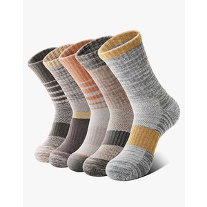 Anlisim Merino Wool Hiking Socks for Women Thermal Winter Warm Boot Work Cushion Socks 5 Pairs,M, Brown