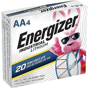 Energizer® Industrial Lithium AA Batteries, Pack Of 4 Batteries, L91