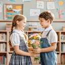 HOWAF Valentines Day Gift for Kids, 24 Pack DIY Jungle Animals Dinosaurs Wood Painting Craft Kit with Cards Paint Pens, Valentine Exchange Gift Cards for Classroom School Party Favors