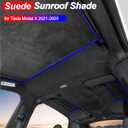 Windshield Sunshade Glass Roof Sun Shade Compatible with Tesla Model X 2022-2025,Premium Soft Suede Falcon Wing Sunroof Sun Shade Heat Insulation Anti-UV (3PCS)