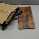 QEEIG Narrow C Shaped Side Table Set of 2 Living Room Sets Slim Couch Tray Tables Skinny Thin Small Farmhouse 7 inch Width, Rustic Brown (017-18BN)