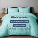 Duvet Cover King Size Set - Extra Soft King Duvet Cover 104" x 90" with 2 Pillow Shams - Hotel Luxury, Easy Care & Fade Free w/ Zipper Closures & Ties - All Season, Comfy, Cozy & Breathable (Spa Blue)