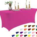 IVAPUPU 6FT Table Cloth for Rectangular Fitted Events Stretch Fuchsia Table Covers Washable Cover Spandex Tablecloth Protector for Party, Wedding, Cocktail, Banquet, Festival