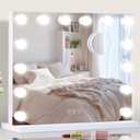 Vanity Mirror with Lights Lighted Makeup Mirror with Dimmable LED Bulbs,3 Color Lighting Modes,USB Charging Port Touch Control,Sturdy Metal Frame Design,White (50x40cm, 4.70)