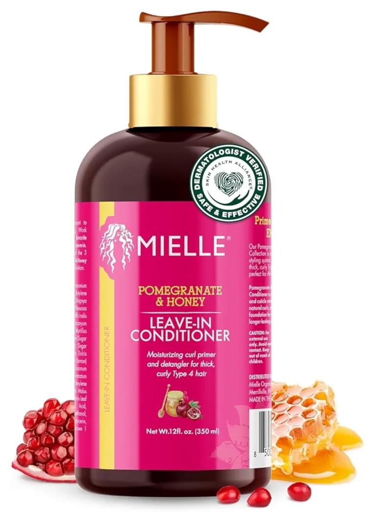 Mielle Organics Pomegranate & Honey Leave In Conditioner for Curly Hair - Moisturizing Detangler & Curly Hair Treatment to Help Repair Damage, Prevent Frizz & Improve Shine (12 Fl Oz)