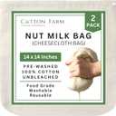 Cotton Farm - Ultra Dense Cheesecloth Bag - Nut Milk Bag - XL 14x14 Inch, All Purpose Cheese Making, Straining, Storage, Sprouting, 100% Unbleached Cotton, Washable & Reusable