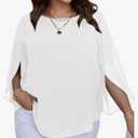 SCOMCHIC Plus Size Blouses for Women Summer Chiffon 3/4 Sleeve Tunic Tops Dressy Scoop Neck Casual Loose Flowy Shirts 4XL
