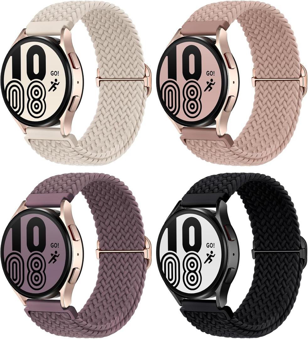 Knossen 20mm Watch Bands Compatible with Samsung Galaxy Watch 7 FE 6 5 4 40mm 44mm, Galaxy Watch 6 4 Classic, Galaxy Watch 5Pro, Galaxy Watch 3 41mm, Galaxy Active2, 3Pack Stretchy Watch Straps for Women and Men