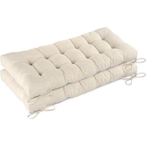 Bench Cushion for Indoor Furniture 48x19 inch Rectangle Bench Seat Cushion for Bay Window Entryway Bench Thick Textured Chair Cushion with Non-Slip Backing 2 Pack, Beige