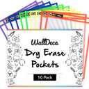 Walldeca Dry Erase Plastic Sleeves for Paper 8.5x11 inches 10 pk - Dry Erase Pockets Reusable Sleeves - Plastic Covers for Paper Holder Pack, Write and Wipe Pockets, Clear Pockets for Classroom (10-Pack)