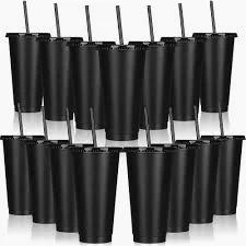 Mifoci Video Game Plastic Cups with Lids and Straws Reusable Tumbler with Lid and Straw Cute Iced Coffee Travel Cups Mug Water Bottle for Adult Kid Gaming Birthday Supplies(Black, Blue,24 Pcs)