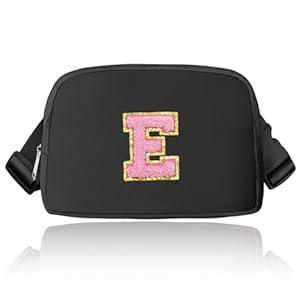 Monogrammed Gifts for Women, Fashion Crossbody Fanny Pack for Women, Birthday Gift for Women, Trendy Everywhere Belt Bag for Travelling Hiking-Black E