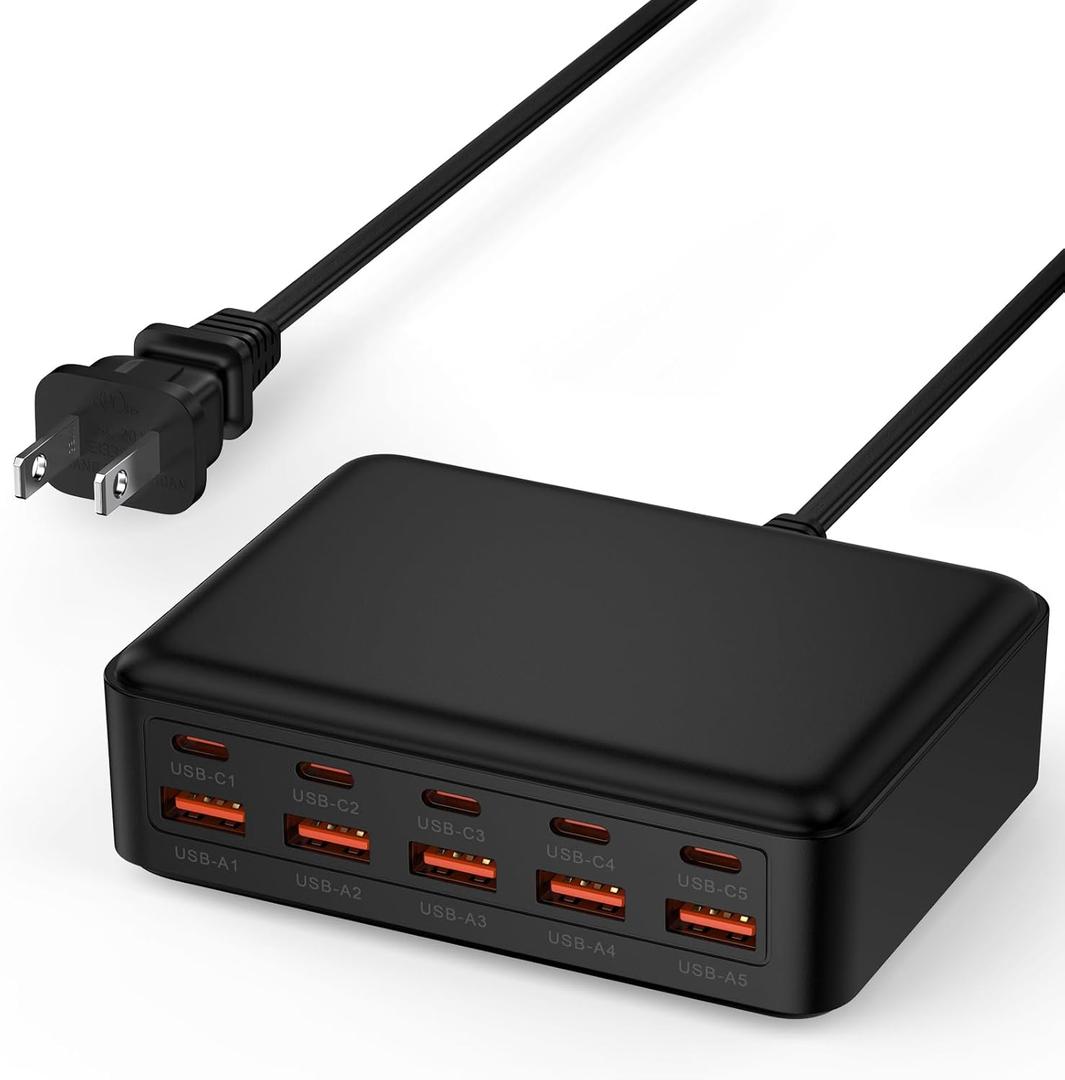 10 Port USB Charging Station for Samsung Galaxy A17 A16 A56 A36 A15 S26 S25 Ultra Pixel 10a 9, 70W USB C Charger Block Multi Port Fast Charging Hub Cube Type C Wall Charger for Multiple Devices iPhone