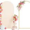 Wokceer 6.6 FT Wedding Arch Backdrop Stand and Arch Cover, Metal Arch Stand with Arch Stand Cover for Birthday Party Wedding Ceremony Bridal Baby Shower Event Decor (Beige)