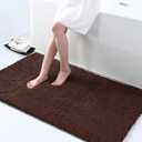 Smiry Luxury Chenille Bathroom Rugs 44x24, Extra Soft and Absorbent Shaggy Bath Mat, Machine Washable, Non-Slip Plush Carpet Runner for Tub, Shower, and Floor, Home Decor Accessories, Black