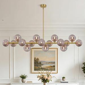 Chandeliers for Dining Room Linear Island Light Mid Century Light Fixture, 16-Light