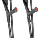 PEPE Mobility - Folding Crutches for Travel (x2 Unit, Open Cuff), Aluminum Adjustable, Black