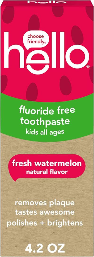 hello Fresh Watermelon Fluoride Free Kids Toothpaste, 4.2 Oz Tube (4.2 Ounce (Pack of 1)