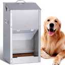 Automatic Dog Feeder Large Breed Outdoor Auto Dog Food Dispenser 25lbs Large Capacity Stainless Steel Gravity Pet Feeder Feeding Station Pet Dry Food Dispenser (M)