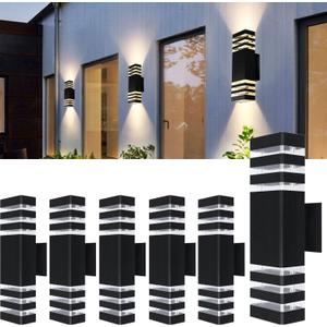 6Pack 15inch LED Square Up & Down wall Lights,14W Outdoor Wall Light 4000K Day White Aluminum Body Waterproof IP65 LED Exterior Light Fixtures Wall Mount for House Patio Garage Garden.