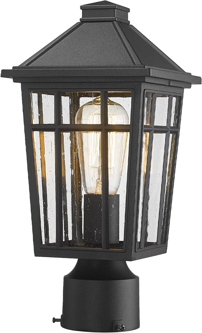 Darkaway Outdoor Post Lights Lamp Post Light Fixture, Waterproof Aluminum Housing with Glass, Fence Post Deck Lighting for Garden, Patio, Pathway (1 Pack, Black)