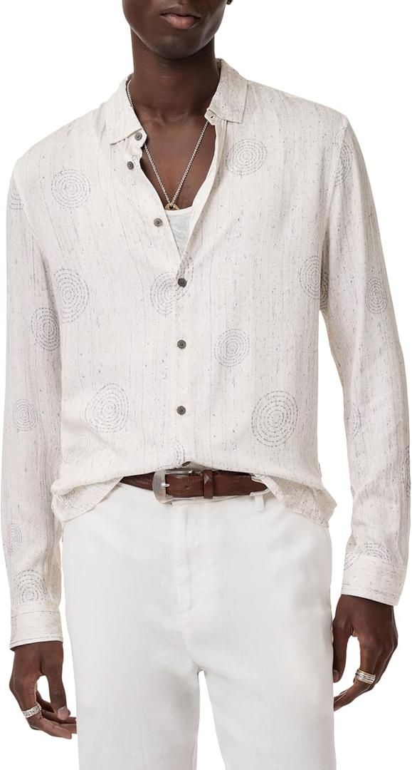 John Varvatos Men's Luca Shirt (Medium, Chalk)