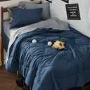 Bedsure Twin XL Comforter Set - 5 Pieces Reversible Navy Bedding, Twin XL Size Bed Set for All Seasons, Bed in a Bag with Down Alternative Comforter, Sheets, Pillowcase & Sham