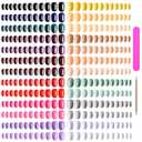 EBANKU 960pcs Short Colorful False Nails for Women Oval Press on Nails Glossy Acrylic Full Cover Artificial Fake Nail Tips with Nail File Nail Stick (962 Piece Set)