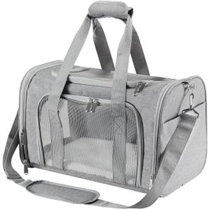 Travel in Style: Portable Pet Carrier for Small Pets up to 15 Lbs- Airline Approved, Collapsible & Comfortable cat/Puppy Soft Sided Bag (Grey)
