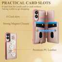 for Galaxy S25 Edge Case with Wallet, Magnetic Snap Flip Leather Cover with Flower Design Credit Card Holder Stand Wristband，Galaxy S25 Edge Protective Phone Case for Women