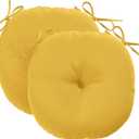 Downluxe Bistro Chair Cushions for Patio Furniture, Water-Resistant Round Outdoor Chair Cushions Set of 2 with Non-Slip Ties, 15" x 15", Yellow