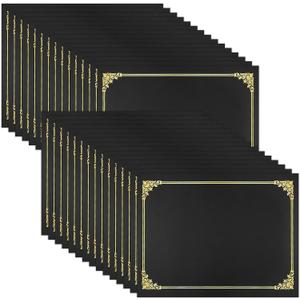 SUNEE Certificate Holders(Black, 30 Packs), Diploma Covers Gold Foil Border, for Letter Size 8.5x11 Certificates, Cardstock, Document Papers